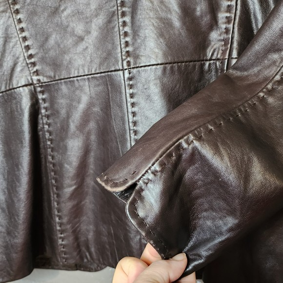 Women's Soft Leather Jacket - Provence D'Amour - Chocolate - Small - Picture 7 of 8